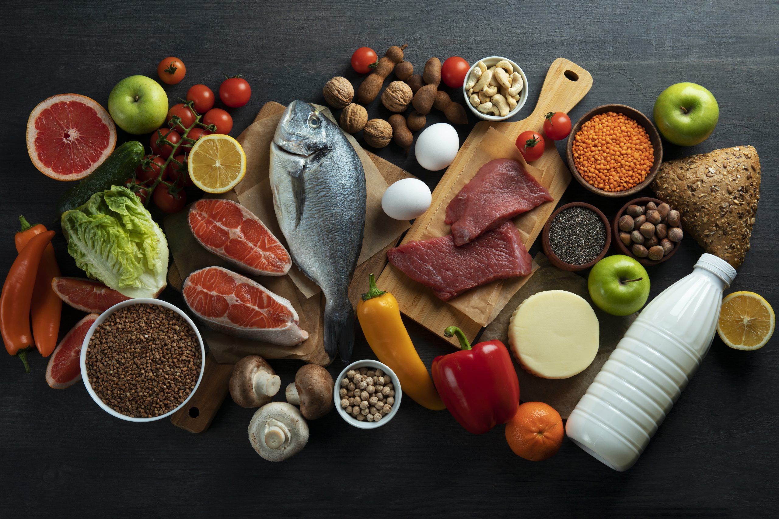 real food pyramid assortment top view scaled da752a9b